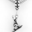 STERLING SILVER DANGLING BEAD SNOWBOARDER EUROPEAN BEAD