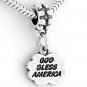 STERLING SILVER DANGLING BEAD GOD BLESS AMERICA EUROPEAN BEAD