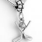 STERLING SILVER DANGLING BEAD GOLF CLUBS WITH BALL EUROPEAN BEAD