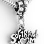 STERLING SILVER DANGLING BEAD SOFTBALL MOM EUROPEAN BEAD