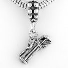 STERLING SILVER DANGLING GOLF BAG AND CLUBS EUROPEAN BEAD
