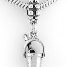 STERLING SILVER DANGLE BEACH BUCKET & SHOVEL EUROPEAN BEAD