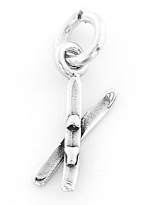 STERLING SILVER SNOW SKIS CHARM/PENDANT