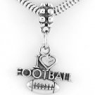 STERLING SILVER DANGLE I LOVE FOOTBALL EUROPEAN BEAD