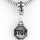 STERLING SILVER DANGLING STOP SIGN EUROPEAN BEAD