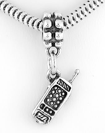 STERLING SILVER DANGLING CELL PHONE EUROPEAN BEAD