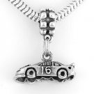 STERLING SILVER DANGLING #16 RACE CAR EUROPEAN BEAD