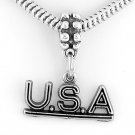 STERLING SILVER DANGLING U.S.A. USA EUROPEAN BEAD