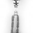STERLING SILVER DANGLING TWIN TOWERS EUROPEAN BEAD