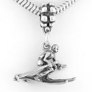 STERLING SILVER DANGLING SNOW SKIER EUROPEAN BEAD