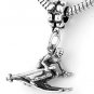 STERLING SILVER DANGLING SNOW SKIER EUROPEAN BEAD