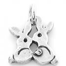STERLING SILVER KISSING EASTER BUNNIES CHARM/PENDANT