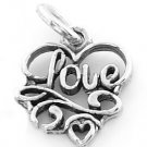 STERLING SILVER LOVE IN HEART CHARM/PENDANT