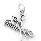 STERLING SILVER COMB AND SCISSORS CHARM/PENDANT