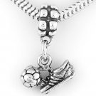 STERLING SILVER DANGLE SOCCER SHOE WITH BALL EUROPEAN BEAD