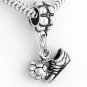 STERLING SILVER DANGLE SOCCER SHOE WITH BALL EUROPEAN BEAD