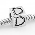 STERLING SILVER CUBE ALPHABET INITIAL D CUBE BEAD