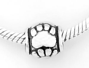 STERLING SILVER PAWS BEAD FIT ALL EUROPEAN BRACELET