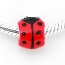 SILVER LADYBUG ENAMEL BEAD FITS ALL EUROPEAN BRACELETS