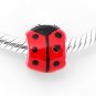 SILVER LADYBUG ENAMEL BEAD FITS ALL EUROPEAN BRACELETS