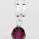 STERLING SILVER DANGLING FEBRUARY BIRTHSTONE EUROPEAN BEAD