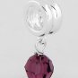 STERLING SILVER DANGLING FEBRUARY BIRTHSTONE EUROPEAN BEAD