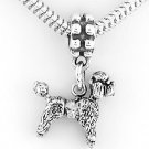 STERLING SILVER DANGLING 3D POODLE DOG EUROPEAN BEAD