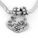 STERLING SILVER MOTHER DAUGHTER SPLIT HEART EUROPEAN BEAD