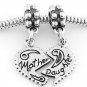 STERLING SILVER MOTHER DAUGHTER SPLIT HEART EUROPEAN BEAD