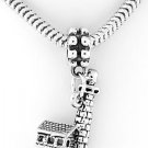 STERLING SILVER DANGLING 3D LIGHTHOUSE w/ CABIN EUROPEAN BEAD