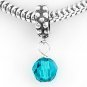 STERLING SILVER DANGLING DECEMBER BIRTHSTONE EUROPEAN BEAD
