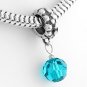 STERLING SILVER DANGLING DECEMBER BIRTHSTONE EUROPEAN BEAD