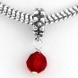STERLING SILVER DANGLING JANUARY BIRTHSTONE EUROPEAN BEAD