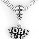 STERLING SILVER DANGLING BIBLE JOHN 3:16 3/16 CHRISTIAN BEAD