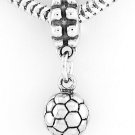 STERLING SILVER DANGLING 3D SOCCER BALL EUROPEAN BEAD