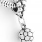 STERLING SILVER DANGLING 3D SOCCER BALL EUROPEAN BEAD