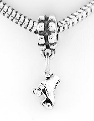 STERLING SILVER DANGLING ROLLER SKATE EUROPEAN BEAD