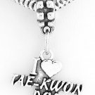 STERLING SILVER DANGLING I LOVE TAE KWON DO EUROPEAN BEAD