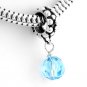 STERLING SILVER DANGLING MARCH BIRTHSTONE EUROPEAN BEAD