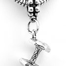 STERLING SILVER DANGLING DUMBBELL WEIGHT EUROPEAN BEAD