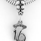 STERLING SILVER DANGLING SWEET 16 EUROPEAN BEAD