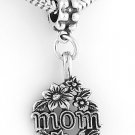 STERLING SILVER DANGLING MOM WITH DAISIES EUROPEAN BEAD
