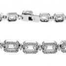 STERLING SILVER 7 Ct. EMERALD AND ROUND CUT CZ SET TENNIS BRACELET