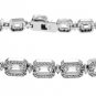 STERLING SILVER 7 Ct. EMERALD AND ROUND CUT CZ SET TENNIS BRACELET