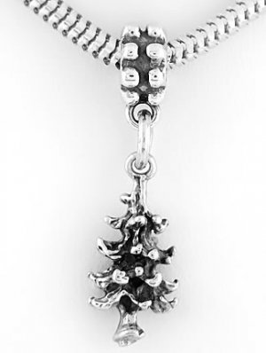 STERLING SILVER DANGLING CHRISTMAS TREE EUROPEAN BEAD
