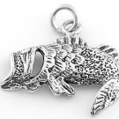 STERLING SILVER OPEN MOUTH BASS FISH CHARM/PENDANT