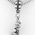 STERLING SILVER DANGLING 3D NOAH'S ARK KANGAROOS EUROPEAN BEAD