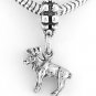 STERLING SILVER DANGLING 3D MOOSE EUROPEAN BEAD