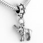 STERLING SILVER DANGLING 3D MOOSE EUROPEAN BEAD