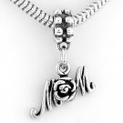 STERLING SILVER DANGLING MOM W/ROSE EUROPEAN BEAD